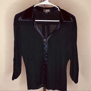 Gianni Versace Sheer 3/4 Sleeve Button Down